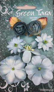 GREEN TARA FLOWERS - RUSTIC FL SKY BLUE RF7SB